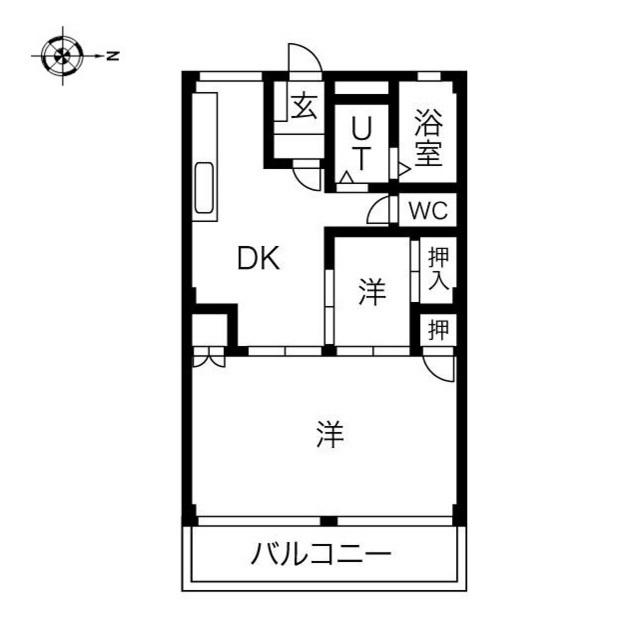 ディスティーノ高富(2DK/2階)の間取り写真
