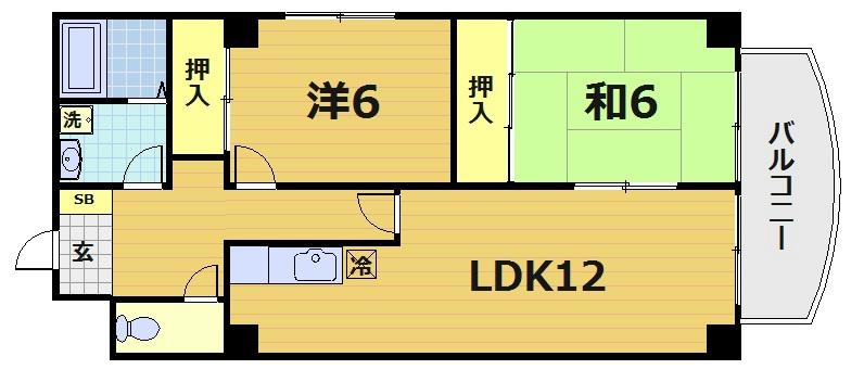 マンショングレース(2LDK/4階)の間取り写真