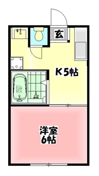 ペントハウス馬場町(1DK/5階)の間取り写真