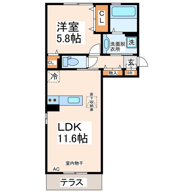 セキュレア須屋J(1LDK/1階)の間取り写真