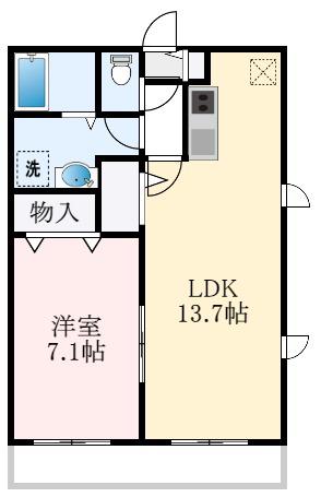 アンプルールクラージュスールI(1LDK/2階)の間取り写真