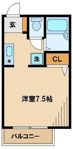 カーサ京所東(1K/2階)の間取り写真