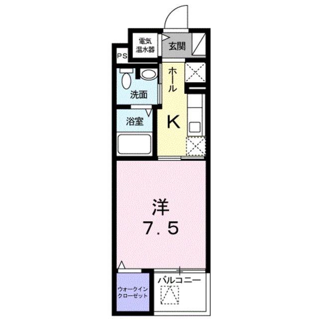 ソブレパサール(1K/1階)の間取り写真