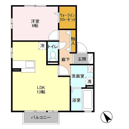 プワールおおたかの森III(1LDK/2階)の間取り写真