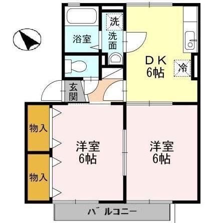 ウィルモアシュテアン(2DK/2階)の間取り写真