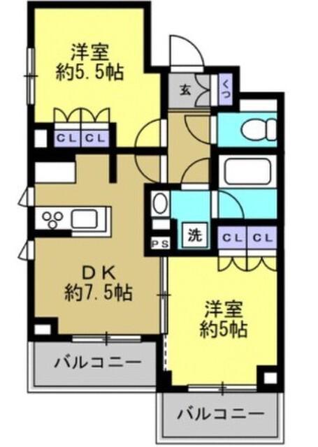 メインステージ南蒲田(2DK/4階)の間取り写真