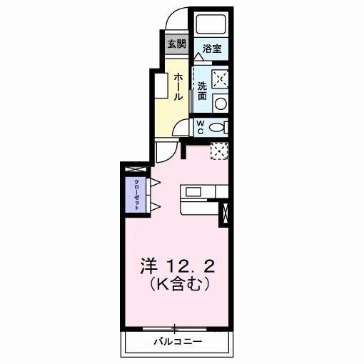 クラール・セイバリー I(ワンルーム/1階)の間取り写真