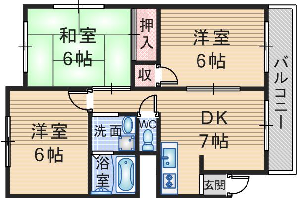 第二メゾンユタカ(3DK/2階)の間取り写真
