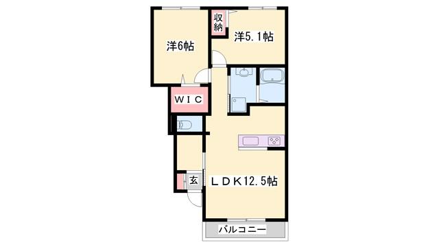 PURE RYUJU II(2LDK/1階)の間取り写真