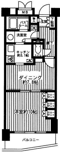 D クラディア横浜白楽(1DK/5階)の間取り写真