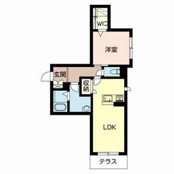 リメインらかん W棟(1LDK/1階)の間取り写真