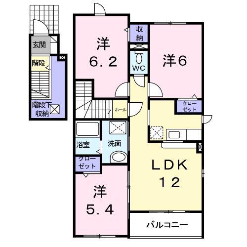 フローレスB(3LDK/2階)の間取り写真
