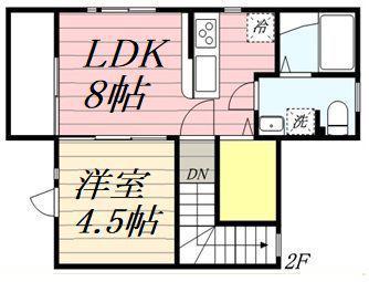 ディアコート鷹乃杜(1LDK/2階)の間取り写真