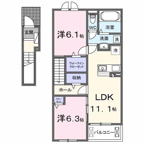 メゾンリアン(2LDK/2階)の間取り写真