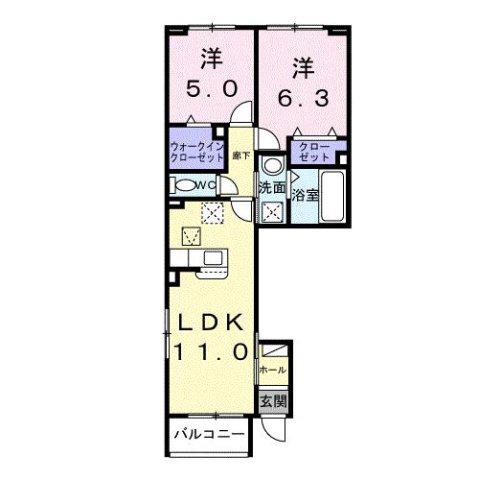 リヒト S(2LDK/1階)の間取り写真