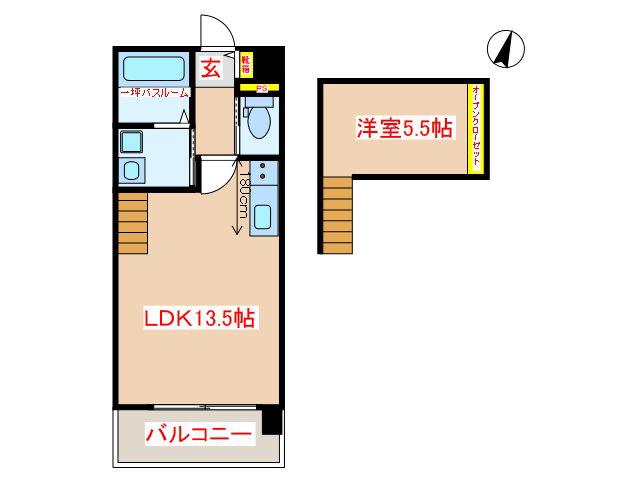ISORA(1LDK/2階)の間取り写真
