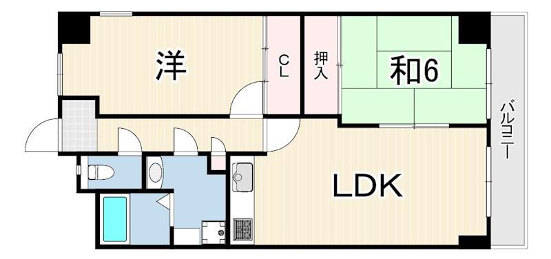 アルカンシェル岡本(2LDK/4階)の間取り写真