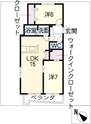 メゾンルミエールII(2LDK/3階)の間取り写真