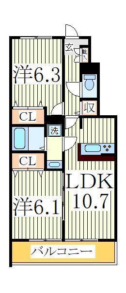 スプランドゥールII(2LDK/1階)の間取り写真