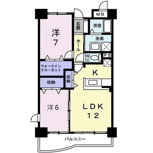 ＪＲ宇都宮線 久喜駅 徒歩7分 5階建 築26年(2LDK/3階)の間取り写真