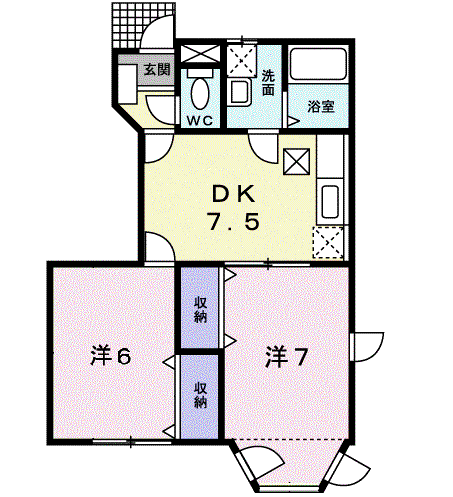 第3表ハイツA棟(2DK/1階)の間取り写真