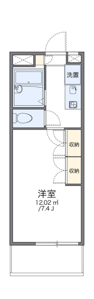 レオパレスミレニアム(1K/2階)の間取り写真