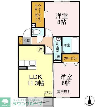 アンベリール(2LDK/2階)の間取り写真