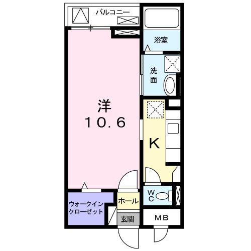 グレープハウス(1K/1階)の間取り写真