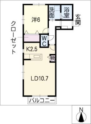 エスポワール(1LDK/2階)の間取り写真