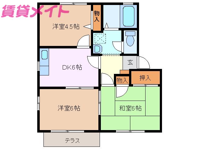 メルベールC(3DK/2階)の間取り写真