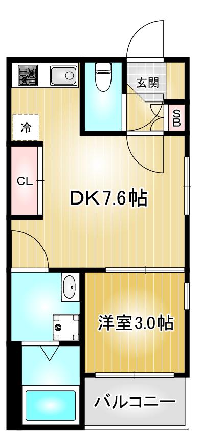 レガーレ尾頭橋(1DK/3階)の間取り写真