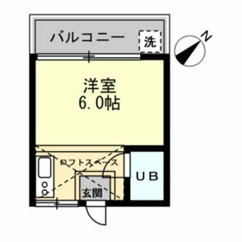 ヒルサイド(ワンルーム/1階)の間取り写真