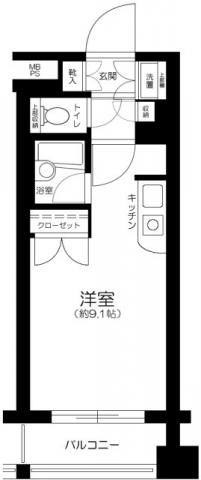 ジェイパーク代々木(ワンルーム/2階)の間取り写真