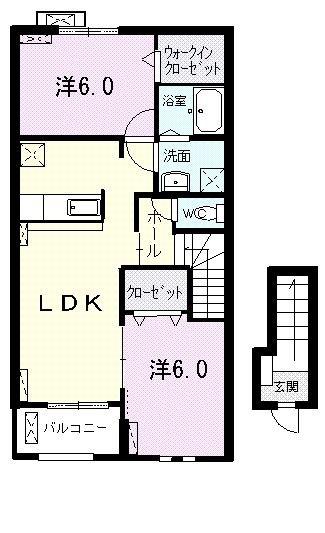 クラール モデッサ(2LDK/2階)の間取り写真