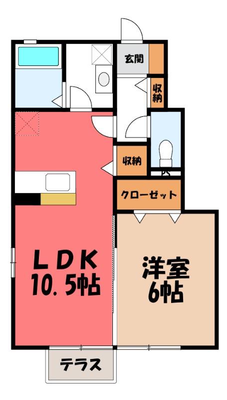 ソレイユ(1LDK/1階)の間取り写真