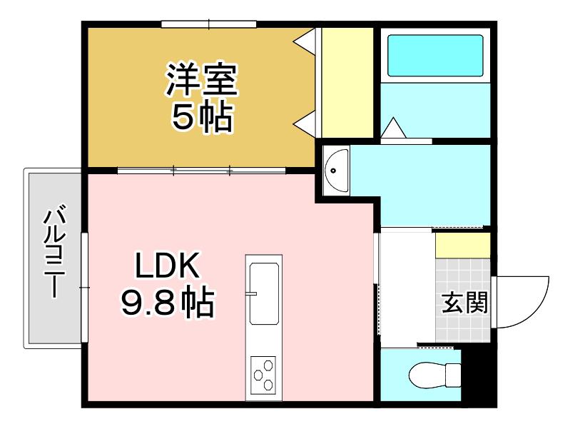 GREEN GABLES 華鞍(1LDK/1階)の間取り写真
