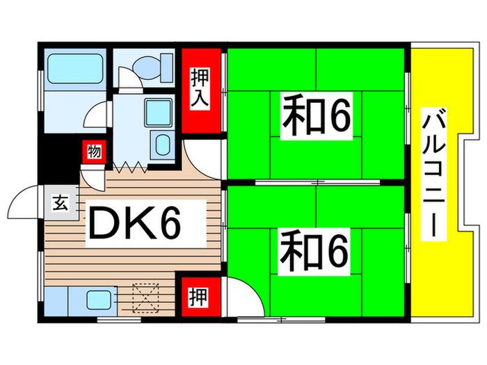 メゾンドイズミB(2DK/3階)の間取り写真