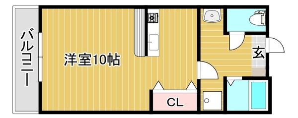 フェイム瀬田(1K/1階)の間取り写真