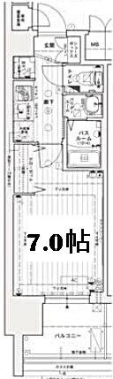 エステムコート名古屋鶴舞シエル(1K/13階)の間取り写真