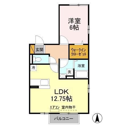 ロイヤルヒルズL(1LDK/2階)の間取り写真