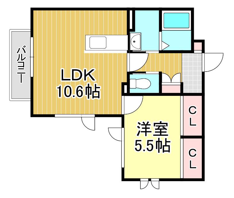 ファイブスター見山(1LDK/1階)の間取り写真