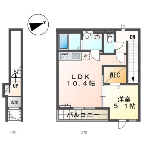 アヴェリア(1LDK/2階)の間取り写真