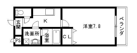 フジパレス光南町II(1K/2階)の間取り写真