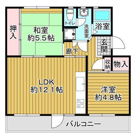 小室ハイランドB-5号棟(2LDK/5階)の間取り写真