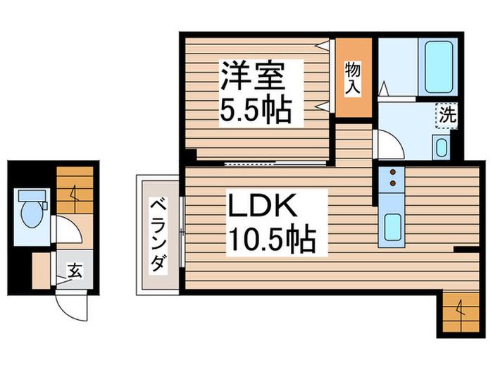 NCOURT(1LDK/2階)の間取り写真