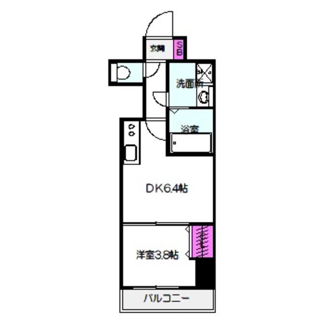 GARDENIA城東(1DK/6階)の間取り写真