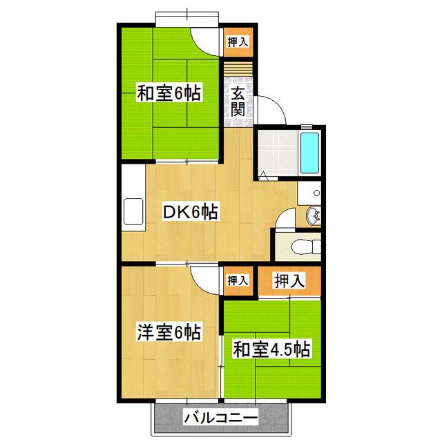 コーポジュリII(3DK/1階)の間取り写真