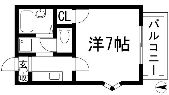 コンフォール売布(1K/1階)の間取り写真