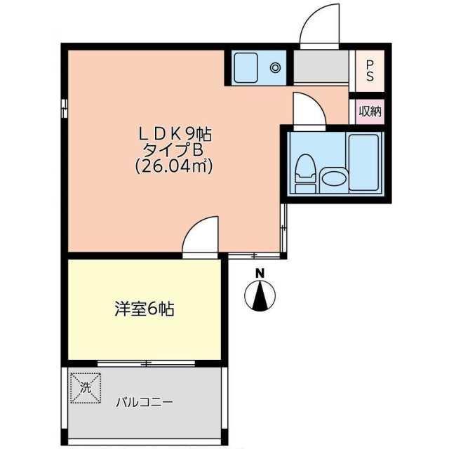 ユナイト山手サンピース(1LDK/2階)の間取り写真