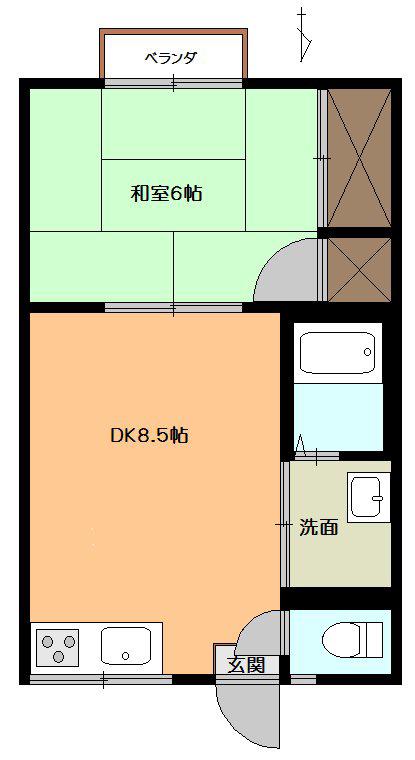 コーポ岡(1DK/1階)の間取り写真